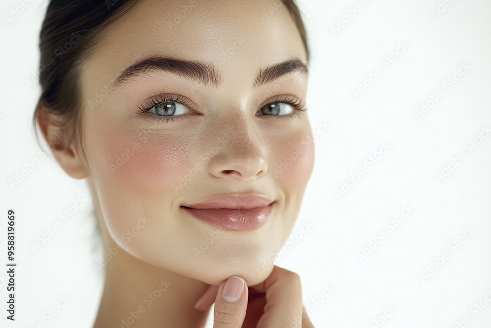 Obraz premium A beautiful woman close-up, facial skin care display