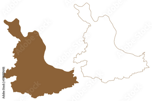 Eferding district (Republic of Austria or Österreich, Upper Austria or Oberösterreich state) map vector illustration, scribble sketch Bezirk Eferding map photo