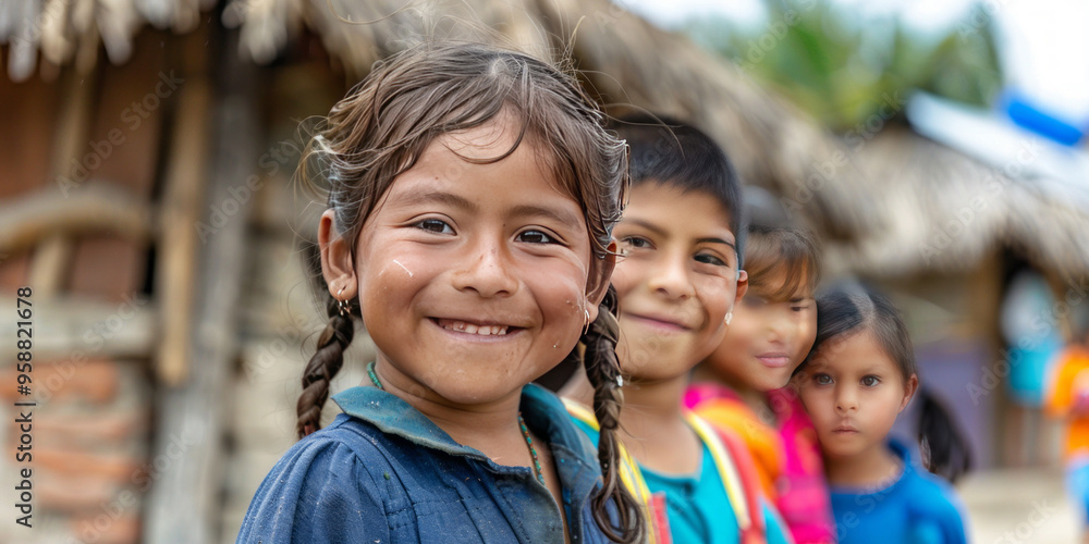 Happy children attending school in the village. Mexico. Magazine photo. Educational toys. Happy children attending school in the village. Mexico. Magazine photo. Educational toys.