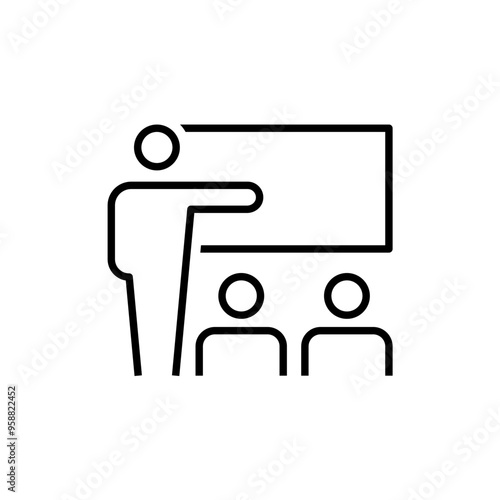 Training icon, workshop linear sign isolated on white background - editable vector illustration eps10