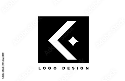 black white K corporate letter alphabet logo icon design with star suitable for a business or company
