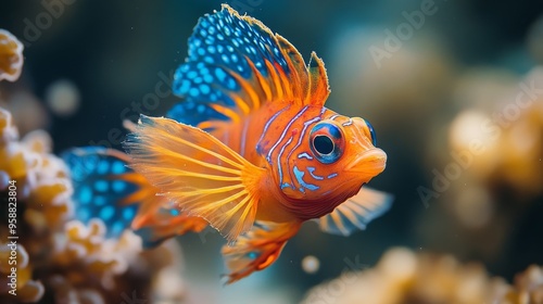 Vibrant Underwater Colorful Mandarin Fish