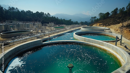 A sustainable waste water management system for industrial wastewater in plant tanks, eco-systems, scenic, outdoor, and water treatment