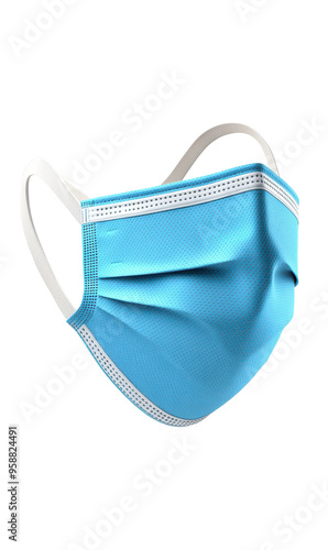 Blue Surgical Face Mask with White Elastic Straps