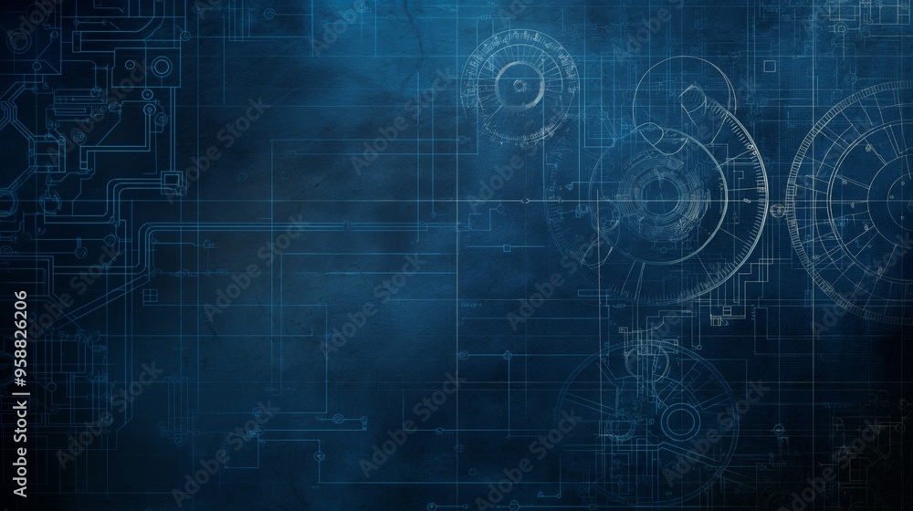 steampunk vibes wall with gears and blueprint of machine or architecture design steampunk vibes wall with gears and blueprint of machine or architecture design