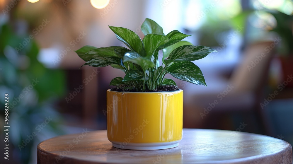Pothos Plant in Yellow Pot Pothos Plant in Yellow Pot