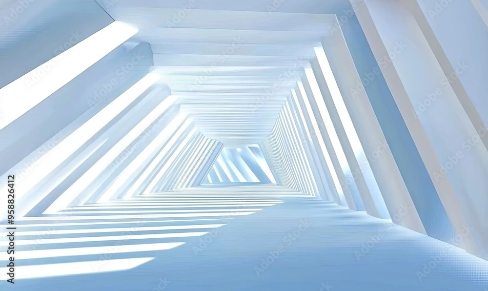 Obraz premium Abstract white hallway with light beams.
