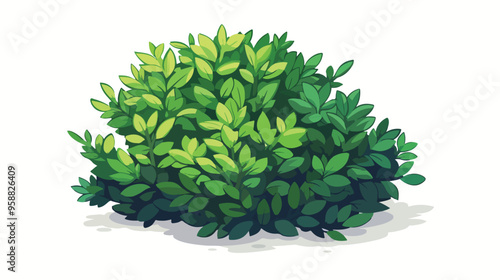 Isometric Green Bush Icon with Trimmed Garden Bush