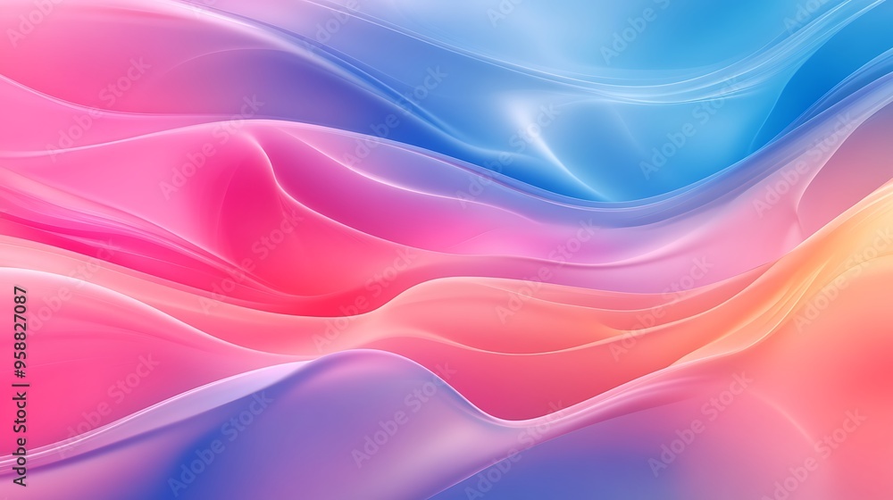 Abstract background with flowing, wavy, gradient design. It features soft pastel colors in pink, blue, and orange hues, creating a smooth, ethereal, and dreamy look. Abstract background with flowing, wavy, gradient design. It features soft pastel colors in pink, blue, and orange hues, creating a smooth, ethereal, and dreamy look.