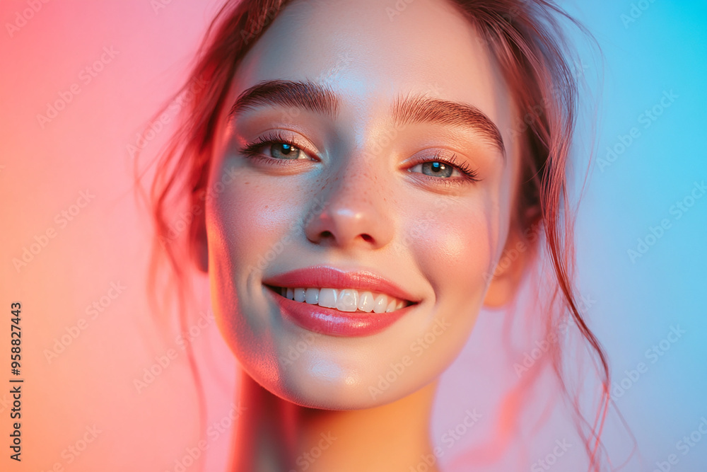 A beautiful woman close-up, facial skin care display A beautiful woman close-up, facial skin care display