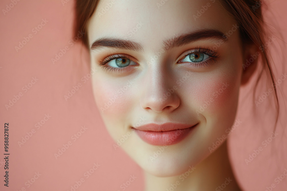 Naklejka premium A beautiful woman close-up, facial skin care display