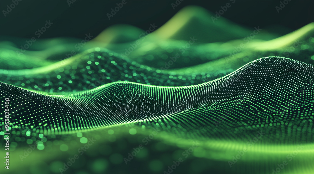 3d hi-tech green circular dots topography futuristic background, 3d particles geometrical premium business tech background. Beautiful simple AI generated image 3d hi-tech green circular dots topography futuristic background, 3d particles geometrical premium business tech background. Beautiful simple AI generated image