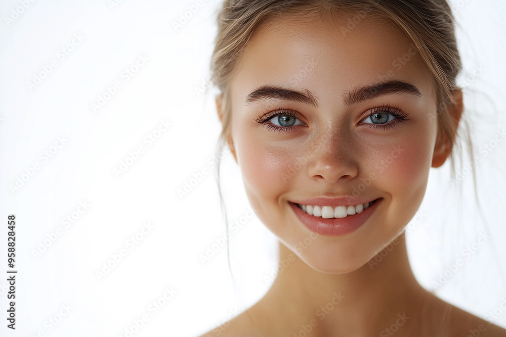 A beautiful woman close-up, facial skin care display A beautiful woman close-up, facial skin care display
