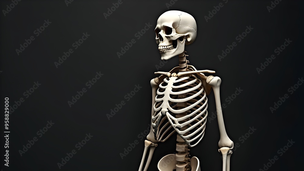 Halloween Skeleton Medical Education healthcare skeletal system on black background Halloween Skeleton Medical Education healthcare skeletal system on black background