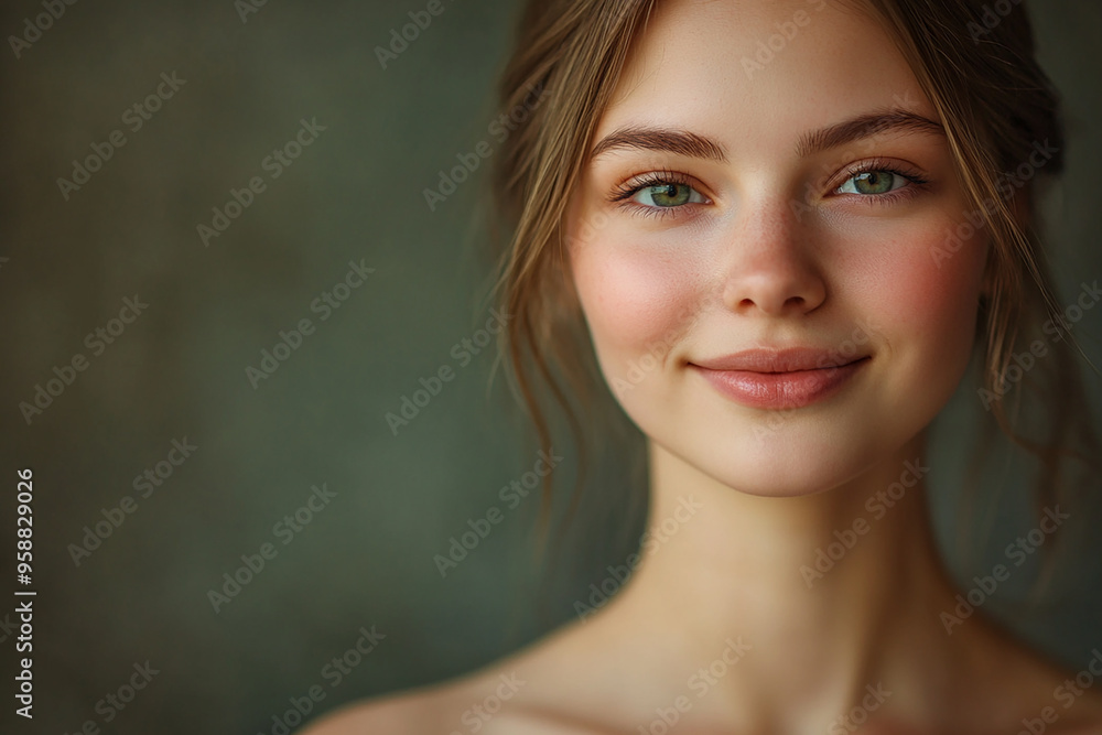 A beautiful woman close-up, facial skin care display A beautiful woman close-up, facial skin care display
