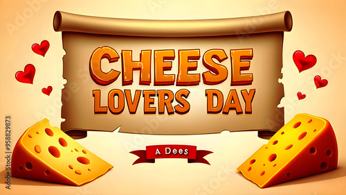 Happy Cheese Lovers Day Design, Ai generated photo