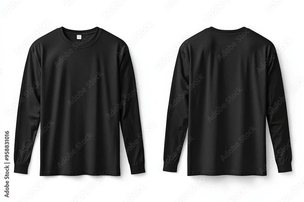 Black long sleeve tshirt mockup isolated created with Generative AI Black long sleeve tshirt mockup isolated created with Generative AI