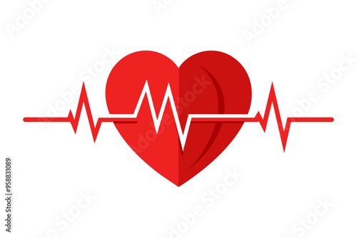  Heart Beat pulse line concept design vector art illustration image