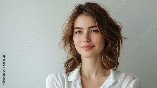 a woman with a white shirt