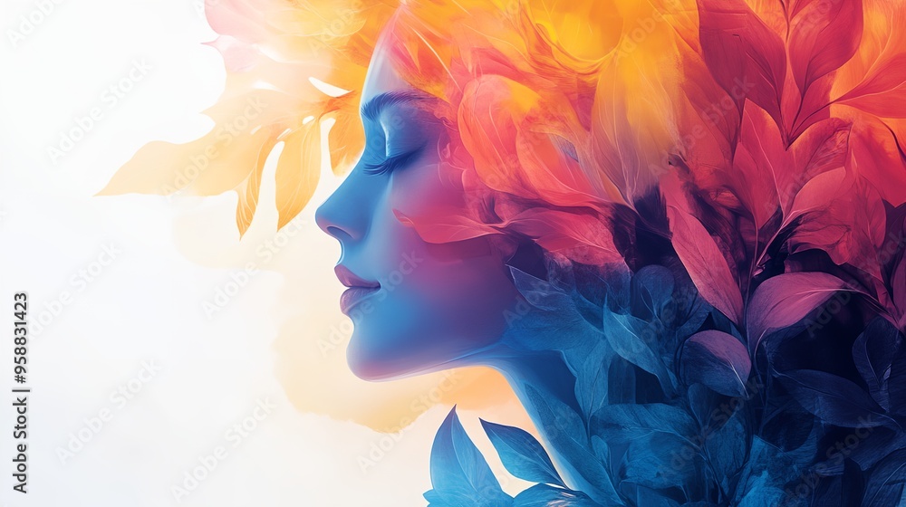 a woman with a colorful hair a woman with a colorful hair