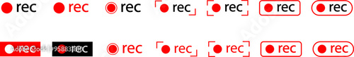 Set of recording icons. Linear recording buttons. Video recording sign. Symbol for starting video recording on camera.