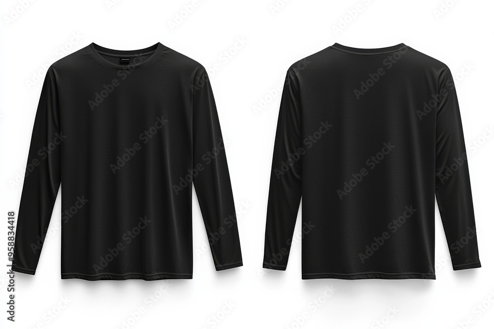 Black long sleeve tshirt mockup isolated created with Generative AI Black long sleeve tshirt mockup isolated created with Generative AI