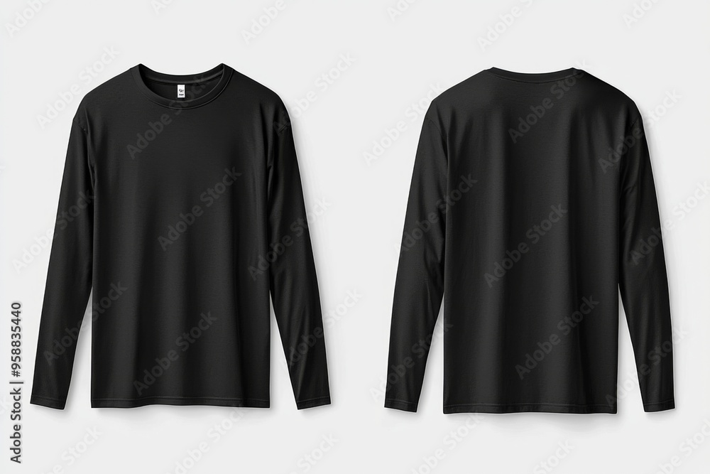 Black long sleeve tshirt mockup isolated created with Generative AI Black long sleeve tshirt mockup isolated created with Generative AI