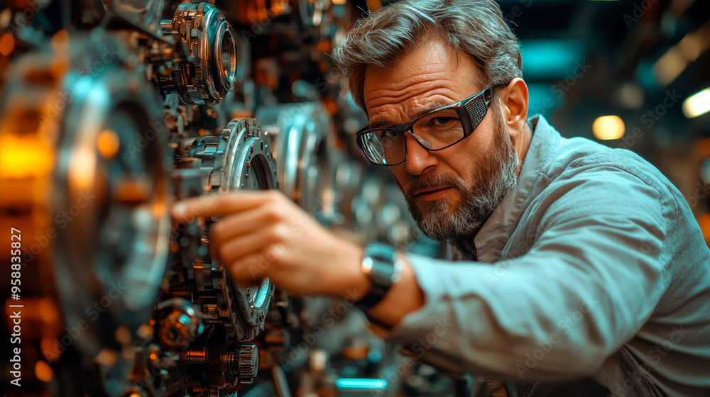 Professional and smart engineering or technician pointing at machinery and discussing with coworker in industry. Professional and smart engineering or technician pointing at machinery and discussing with coworker in industry.