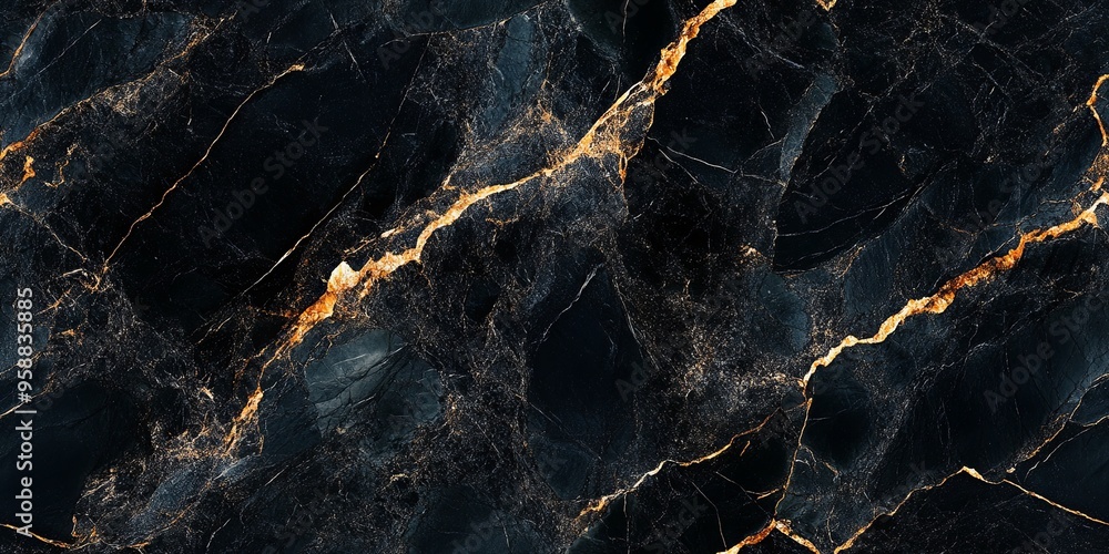 Seamless black marble with gold veins. Seamless black marble with gold veins.