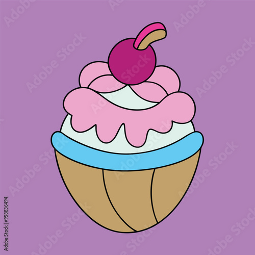 Cute Cup Cake Cartoon