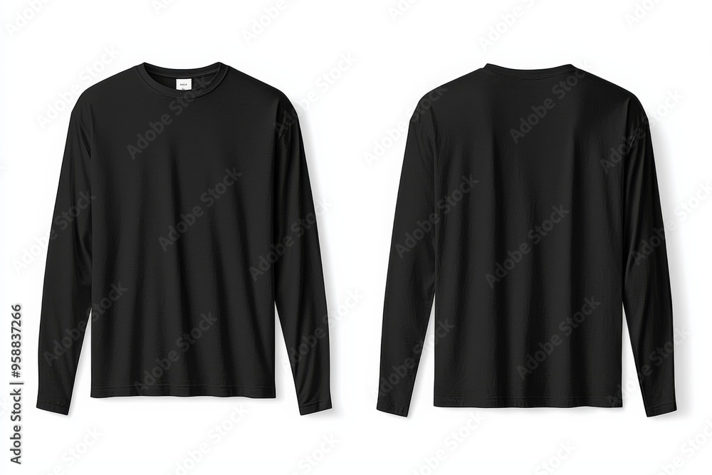 Black long sleeve tshirt mockup isolated created with Generative AI Black long sleeve tshirt mockup isolated created with Generative AI