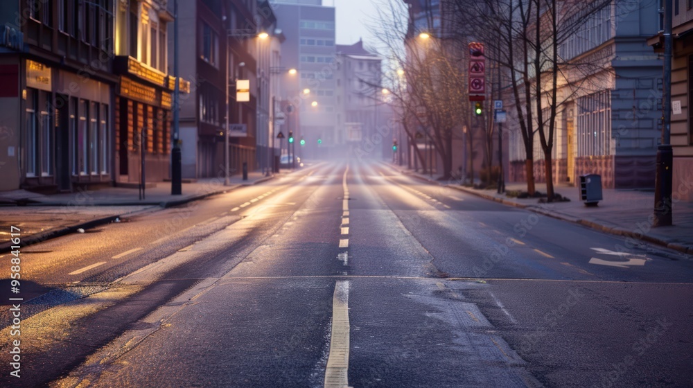 Empty Street in the Morning Fog Empty Street in the Morning Fog