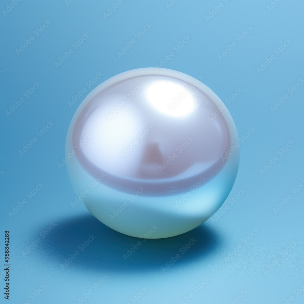 Obraz premium A beautiful white pearl is elegantly resting on a vibrant blue surface