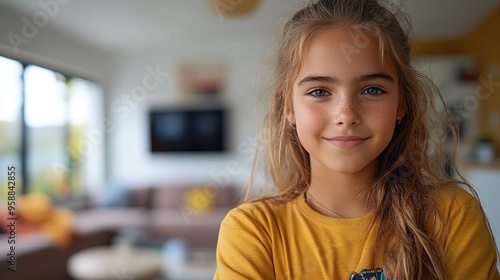 diabetic girl with continuous glucose monitor on arm the cgm device makes the life of schoolgirl easier helping manage illness and focus on other activities