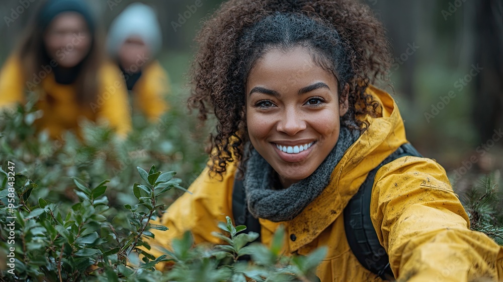 diverse group of happy volunteers cleaning up forest from waste community service concept diverse group of happy volunteers cleaning up forest from waste community service concept