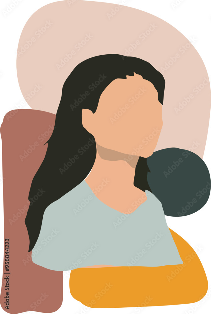 Abstract faceless of woman illustration on transparent background.
Abstract faceless of woman illustration on transparent background.
