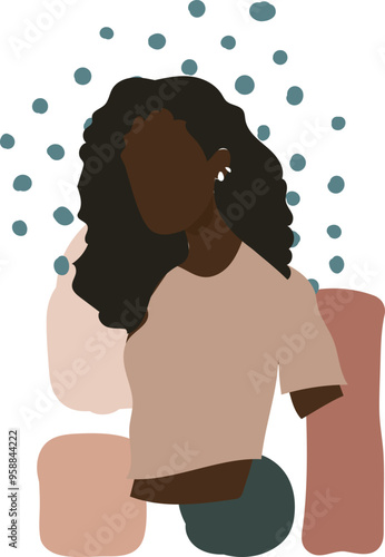 Abstract faceless of woman illustration on transparent background.
