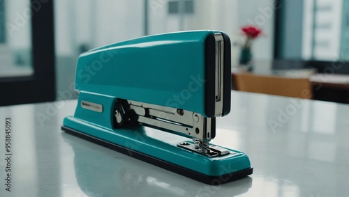 Turquoise Office Stapler on Display.