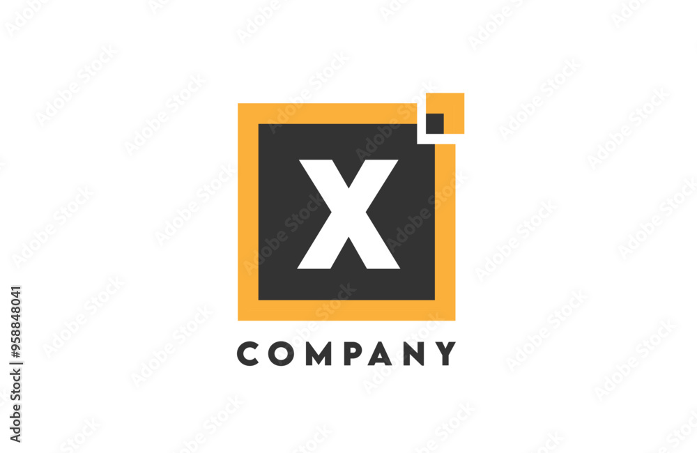 Fototapeta premium yellow black square X corporate letter alphabet logo icon design suitable for a business or company