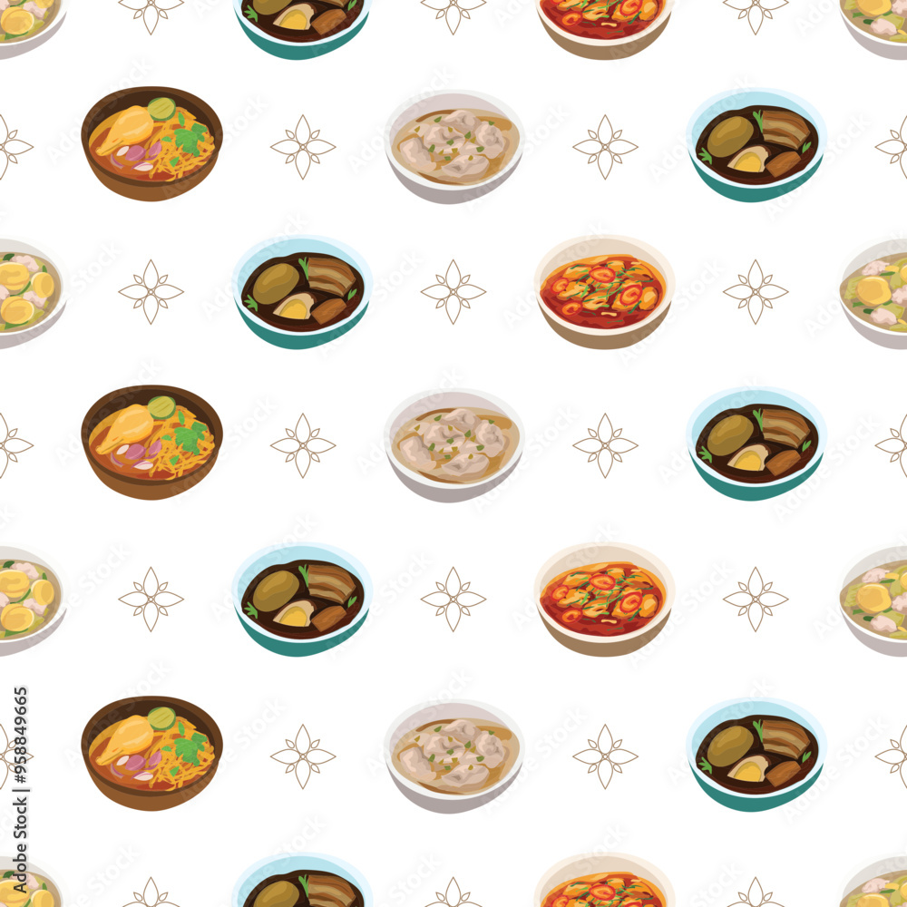 Thaifood seamless pattern background.
Thaifood seamless pattern background.
