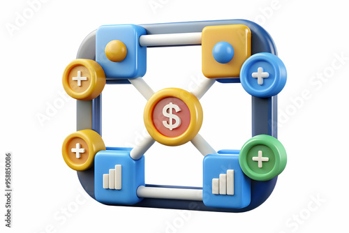 Futuristic AI Predictive Analytics and Dollar Icons Frame for Financial Cost Management – Technology Concept in Photo Stock