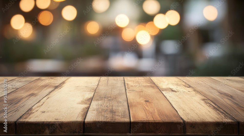 The spacious and rustic wooden table showcases natural textures, with a soft and blurred restaurant scene as the background. Accompanied by a bokeh effect, the focus is completely on the tabletop. The spacious and rustic wooden table showcases natural textures, with a soft and blurred restaurant scene as the background. Accompanied by a bokeh effect, the focus is completely on the tabletop.