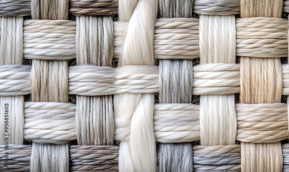 Interwoven Natural Fibers in a Textured Pattern Interwoven Natural Fibers in a Textured Pattern