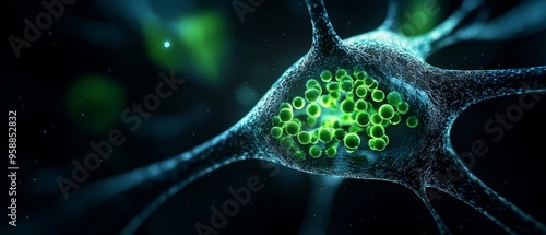 Invisible structure of plant cell s response to light, detailed, microscopic, botanical view