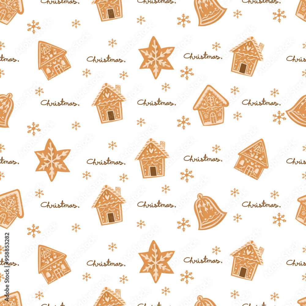 Christmas cookie seamless pattern background.
Christmas cookie seamless pattern background.