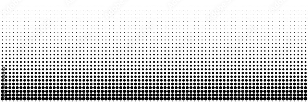 Horizontal halftone background with gradient. Grunge wallpaper with black dots, monochrome smooth transition for creating designs in comic style, retro collage. Horizontal halftone background with gradient. Grunge wallpaper with black dots, monochrome smooth transition for creating designs in comic style, retro collage.