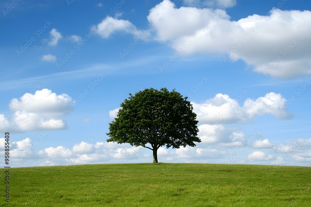 Green Tree on Green Grass Under Blue Sky Green Tree on Green Grass Under Blue Sky