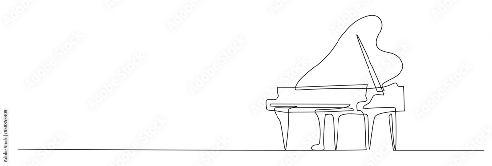 Piano vector illustration in one continuous editable line drawing style. Editable stroke Piano vector illustration in one continuous editable line drawing style. Editable stroke