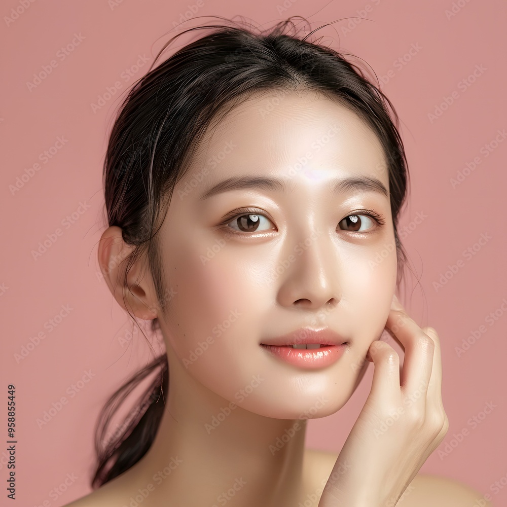 Beautiful Asian Woman with Pink Background Beautiful Asian Woman with Pink Background