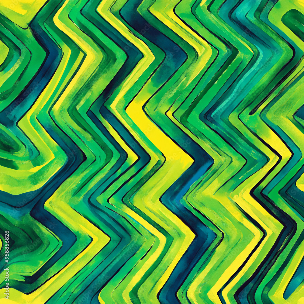 A vibrant abstract pattern with green zigzag lines. A vibrant abstract pattern with green zigzag lines.